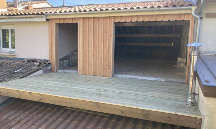 Réalisation d'extension maison avec étage et terrasse - Léognan - CB​@TOITURES